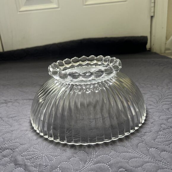 VTG Anchor Hocking: PATTERN AHC 37 - 9" VERTICAL RIB BALL FOOT SALAD BOWL Serve - Picture 4 of 6